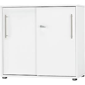 Schäfer Shop Select Armoire à portes coulissantes Start Off, 2 HC, verrouillable, L 800 x P 420 x H 788 mm, bois, blanc/blanc