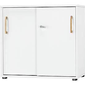 Schäfer Shop Select Armoire à portes coulissantes Start Off Wood, 2 HC, verrouillable, bois, L 800 x P 420 x H 788 mm, blanc