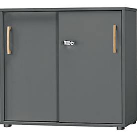 Schäfer Shop Select Armoire à portes coulissantes Start Off Wood, 2 HC, verrouillable, bois, L 800 x P 420 x H 788 mm, graphite