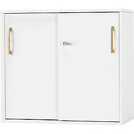 Schäfer Shop Select Armoire à portes coulissantes Start Off Wood, 2 HC, verrouillable, L 800 x P 420 x H 726 mm, bois, blanc 