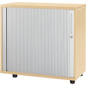 Schäfer Shop Select Armoire à volet roulant transversal, bois, 2 tablettes, L 800 mm x P 421 x H 750 mm, érable