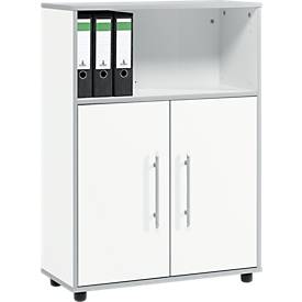 Schäfer Shop Select Armoire combinée Moxxo IQ, bois, 2 portes battantes, 1 compartiment ouvert, 3 HC, l. 801 x P 362 x H 1115 mm, blanc 