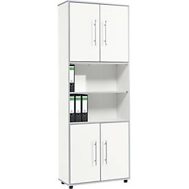 Schäfer Shop Select Armoire combinée Moxxo IQ, bois, 4 portes battantes, 2 compartiments ouverts, 6 HC, l. 801 x P 362 x H 2166 mm, blanc 