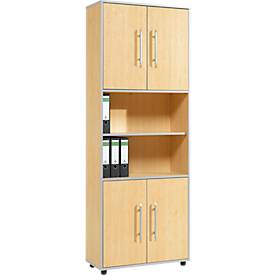 Schäfer Shop Select Armoire combinée Moxxo IQ, bois, 4 portes battantes, 2 compartiments ouverts, 6 HC, l. 801 x P 362 x H 2166 mm, coloris érable 