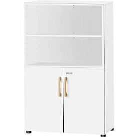 Schäfer Shop Select Armoire combinée Start Off Wood, 4 HC, verrouillable, L 800 x P 420 x H 1470 mm, bois, blanc 