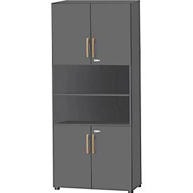 Schäfer Shop Select Armoire combinée Start Off Wood, 6 HC, verrouillable, L 800 x P 420 x H 2240 mm, bois, graphite