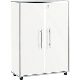 Schäfer Shop Select Armoire de classement Moxxo IQ, bois, 2 étagères, 3 HC, l. 801 x P 362 x H 1115 mm, verrouillable, blanc 