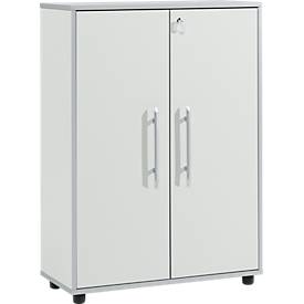 Schäfer Shop Select Armoire de classement Moxxo IQ, bois, 2 étagères, 3 HC, l. 801 x P 362 x H 1115 mm, verrouillable, gris clair 