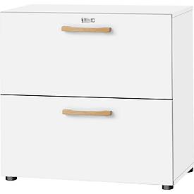 Schäfer Shop Select Armoire pour dossiers suspendus Start Off Wood, 2 HC, poignées traversantes, L 800 x P 420 x H 788 mm, bois, blanc