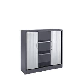 Schäfer Shop Select Armoires à rideau coulissant, 3 hauteurs de classeurs, l. 1200 mm, graphite/alu argent