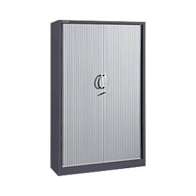 Schäfer Shop Select Armoires à rideau coulissant, 5 hauteurs de classeur, l. 1200 mm, graphite/alu argent