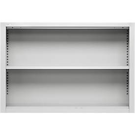 Schäfer Shop Select Aufsatzregal MS, 2 OH, B 1200 x T 400 x H 800 mm, Stahlblech, Lichtgrau