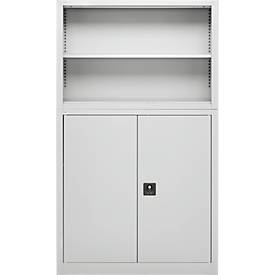 Schäfer Shop Select Aufsatzregal MS, 2 OH, B 1200 x T 400 x H 800 mm, Stahlblech, Lichtgrau