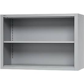 Schäfer Shop Select Aufsatzregal MS, 2 OH, B 1200 x T 400 x H 800 mm, Stahlblech, Weißaluminium
