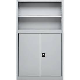 Schäfer Shop Select Aufsatzregal MS, 2 OH, B 1200 x T 400 x H 800 mm, Stahlblech, Weißaluminium