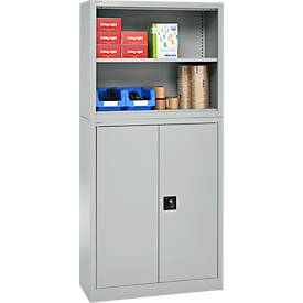 Schäfer Shop Select Aufsatzregal MS, 2 OH, B 800 x T 400 x H 800 mm, Stahlblech, Lichtgrau