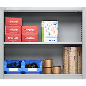 Schäfer Shop Select Aufsatzregal MS, 2 OH, B 800 x T 400 x H 800 mm, Stahlblech, Lichtgrau