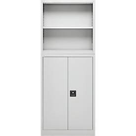 Schäfer Shop Select Aufsatzregal MS, 2 OH, B 800 x T 400 x H 800 mm, Stahlblech, Lichtgrau