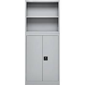 Schäfer Shop Select Aufsatzregal MS, 2 OH, B 800 x T 400 x H 800 mm, Stahlblech, Weißaluminium