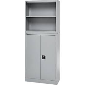 Schäfer Shop Select Aufsatzregal MS, 2 OH, B 800 x T 400 x H 800 mm, Stahlblech, Weißaluminium