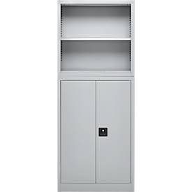 Schäfer Shop Select Aufsatzregal MS, 2 OH, B 800 x T 400 x H 800 mm, Stahlblech, Weißaluminium