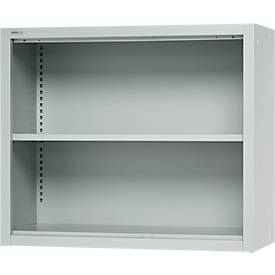 Schäfer Shop Select Aufsatzregal MS, 2 OH, B 950 x T 400 x H 800 mm, Stahlblech, Lichtgrau