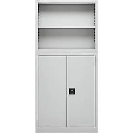 Schäfer Shop Select Aufsatzregal MS, 2 OH, B 950 x T 400 x H 800 mm, Stahlblech, Lichtgrau