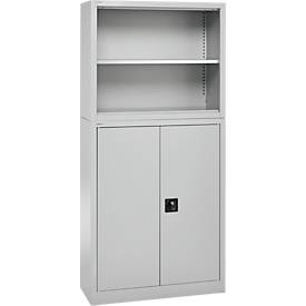 Schäfer Shop Select Aufsatzregal MS, 2 OH, B 950 x T 400 x H 800 mm, Stahlblech, Lichtgrau