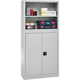 Schäfer Shop Select Aufsatzregal MS, 2 OH, B 950 x T 400 x H 800 mm, Stahlblech, Lichtgrau