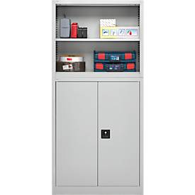 Schäfer Shop Select Aufsatzregal MS, 2 OH, B 950 x T 400 x H 800 mm, Stahlblech, Lichtgrau