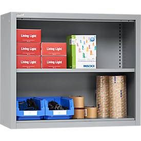 Schäfer Shop Select Aufsatzregal MS, 2 OH, B 950 x T 400 x H 800 mm, Stahlblech, Weißaluminium