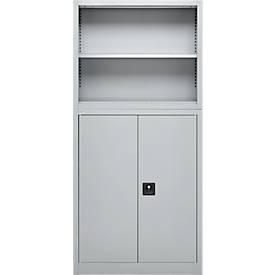 Schäfer Shop Select Aufsatzregal MS, 2 OH, B 950 x T 400 x H 800 mm, Stahlblech, Weißaluminium