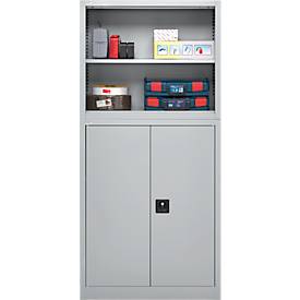 Schäfer Shop Select Aufsatzregal MS, 2 OH, B 950 x T 400 x H 800 mm, Stahlblech, Weißaluminium
