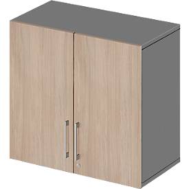 Schäfer Shop Select Aufsatzschrank LOGIN, 2 Ordnerhöhen, Griffe unten, B 800 x T 420 x H 726 mm, graphit/Eiche