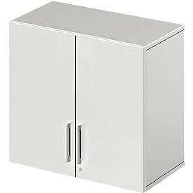 Schäfer Shop Select Aufsatzschrank LOGIN, 2 Ordnerhöhen, Griffe unten, B 800 x T 420 x H 726 mm, lichtgrau/lichtgrau 