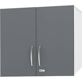 Schäfer Shop Select Aufsatzschrank LOGIN, 2 Ordnerhöhen, Griffe unten, B 800 x T 420 x H 726 mm, weiß/graphit 