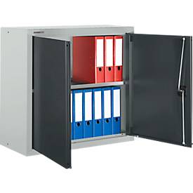 Schäfer Shop Select Aufsatzschrank MS 8408i, B 800 x T 400 x H 800 mm, 1 Boden, Stahl, lichtgrau RAL 7035/anthrazitgrau RAL 7016