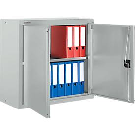 Schäfer Shop Select Aufsatzschrank MS 8408i, B 800 x T 400 x H 800 mm, 1 Boden, Stahl, lichtgrau RAL 7035/lichtgrau RAL 7035