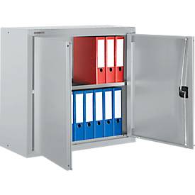 Schäfer Shop Select Aufsatzschrank MS 8408i, B 800 x T 400 x H 800 mm, 1 Boden, Stahl, weißaluminium RAL 9006/weißaluminium RAL 9006