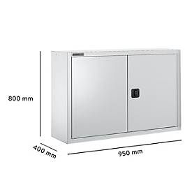 Schäfer Shop Select Aufsatzschrank MS 8409i, B 950 x T 400 x H 800 mm, 1 Boden, Stahl, lichtgrau RAL 7035/lichtgrau RAL 7035