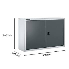Schäfer Shop Select Aufsatzschrank MS 8409i, B 950 x T 400 x H 800 mm, 1 Boden, Stahl, weißaluminium RAL 9006/anthrazitgrau RAL 7016