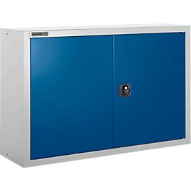Schäfer Shop Select Aufsatzschrank MS 8409i, B 950 x T 400 x H 800 mm, 1 Boden, Stahl, weißaluminium RAL 9006/enzianblau RAL 5010