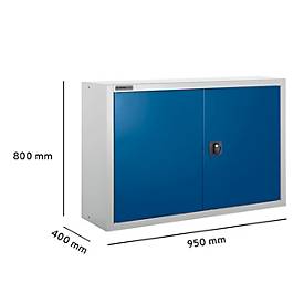 Schäfer Shop Select Aufsatzschrank MS 8409i, B 950 x T 400 x H 800 mm, 1 Boden, Stahl, weißaluminium RAL 9006/enzianblau RAL 5010