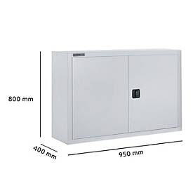 Schäfer Shop Select Aufsatzschrank MS 8409i, B 950 x T 400 x H 800 mm, 1 Boden, Stahl, weißaluminium RAL 9006/weißaluminium RAL 9006