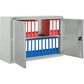 Schäfer Shop Select Aufsatzschrank MS 8412i, B 1200 x T 400 x H 800 mm, 1 Boden, Stahl, lichtgrau RAL 7035/lichtgrau RAL 7035