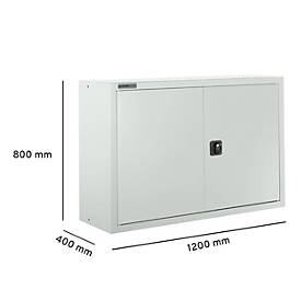 Schäfer Shop Select Aufsatzschrank MS 8412i, B 1200 x T 400 x H 800 mm, 1 Boden, Stahl, lichtgrau RAL 7035/lichtgrau RAL 7035