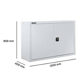 Schäfer Shop Select Aufsatzschrank MS 8412i, B 1200 x T 400 x H 800 mm, 1 Boden, Stahl, weißaluminium RAL 9006/weißaluminium RAL 9006