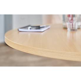 Schäfer Shop Select Besprechungstisch BST, bis 6 Personen, Kreis, Tellerfuß, B 1200 x T 1200 x H 617-817 mm, lichtgrau/weißaluminium RAL 9006