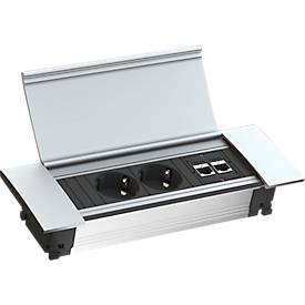 Schäfer Shop Select Besprechungstisch ERGO-T, T-Fuß, Bootsform, Netbox, zweist. elektr. höhenverstellbar