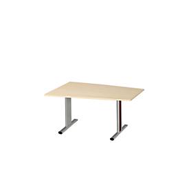 Schäfer Shop Select Besprechungstisch MODENA Basic, Tonne, T-Fuß, B 1400 x T 1000 x H 717 mm, Ahorn/weißaluminium RAL 9006
